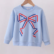 Blue hand-sewn bow mom&me sweatshirt