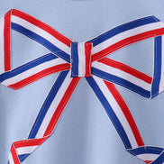 Blue hand-sewn bow mom&me sweatshirt
