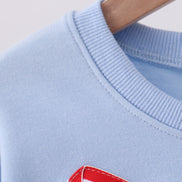 Blue hand-sewn bow mom&me sweatshirt