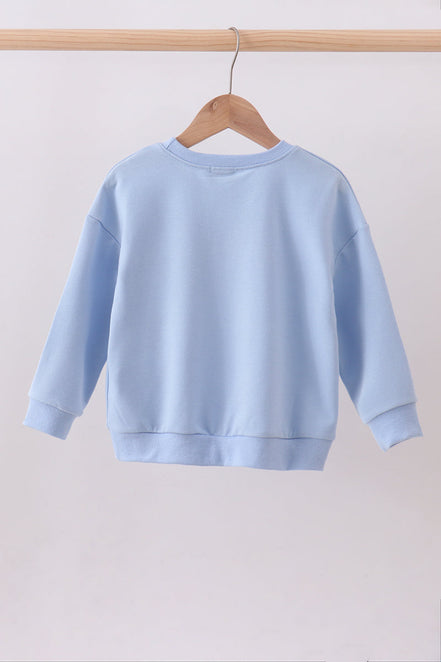 Blue hand-sewn bow mom&me sweatshirt
