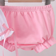 White cross smocked ruffle bloomer set