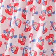 Blue cherry smocked tiered mom&me dress