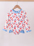 Blue cherry print rashguard