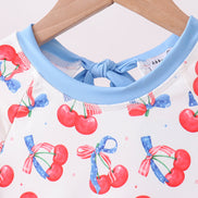Blue cherry print rashguard
