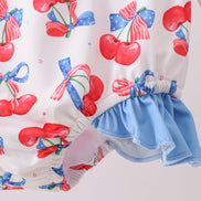 Blue cherry print rashguard