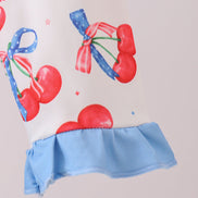 Blue cherry print rashguard