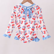 Blue cherry print rashguard