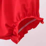 Blue flag embroidery seersucker bloomer set