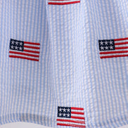 Blue flag embroidery seersucker bloomer set