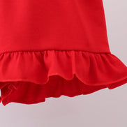 Blue flag embroidery seersucker ruffle shorts set