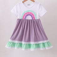 Purple lace rainbow ruffle dress