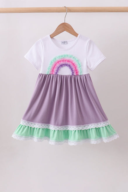 Purple lace rainbow ruffle dress