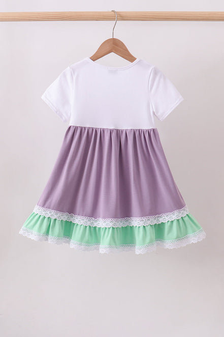 Purple lace rainbow ruffle dress