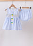 Blue lemon embroidery seersucker bloomer set