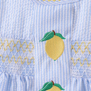 Blue lemon embroidery seersucker bloomer set