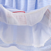 Blue flag smocked woven gingham dress