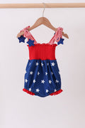 Blue Star Smocked Ruffle Bubble — Baby Girls' Patriotic Outfit - Little Janey Shop