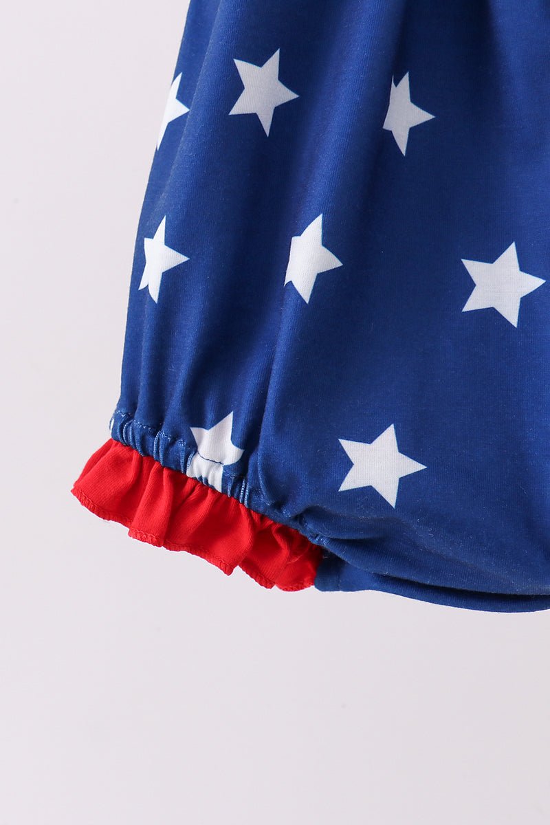 Blue Star Smocked Ruffle Bubble — Baby Girls' Patriotic Outfit - Little Janey Shop