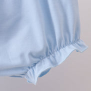 Blue flag smocked ruffle bloomer set