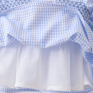 Blue flag smocked ruffle bloomer set