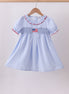 Blue flag smocked ruffle dress