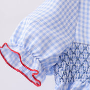 Blue flag smocked ruffle dress