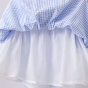 Blue flag smocked ruffle dress