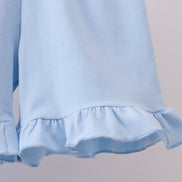 Blue flag smocked ruffle shorts set