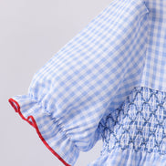 Blue flag smocked ruffle shorts set