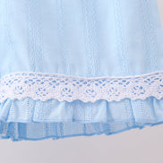 Blue flag smocked jacquard ruffle shorts set