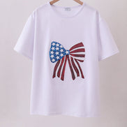 White bow sequin mom&me top
