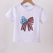 White bow sequin mom&me top