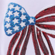 White bow sequin mom&me top
