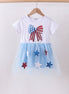 Blue bow star sequin tulle dress