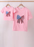 Pink flag bow sequin mom&me top