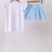 Blue bow star sequin skort set
