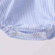 Blue Stripe Bow Seersucker Ruffle Bubble