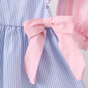 Blue Stripe Bow Seersucker Bloomer Set