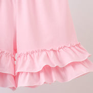 Blue Stripe Bow Smocked Seersucker Ruffle Shorts Set