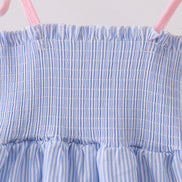 Blue Stripe Smocked Seersucker Mom Dress
