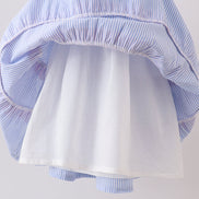 Blue Stripe Smocked Seersucker Mom Dress