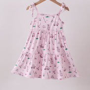 Pink golf print tiered dress