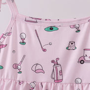 Pink golf print tiered dress