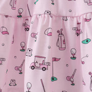 Pink golf print tiered dress