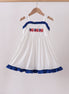 Navy bow applique ruffle dress