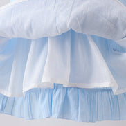 Blue Bow Smocked Embroidered Jacquard Dress