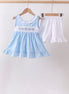 Blue Bow Smocked Embroidered Jacquard Set