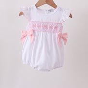 White Bow Smocked Jacquard Bubble