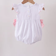 White Bow Smocked Jacquard Bubble