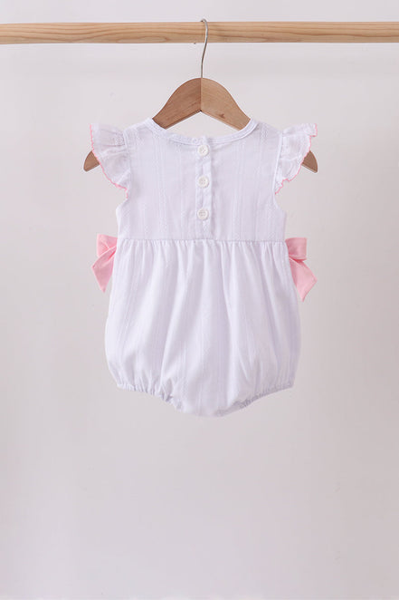 White Bow Smocked Jacquard Bubble
